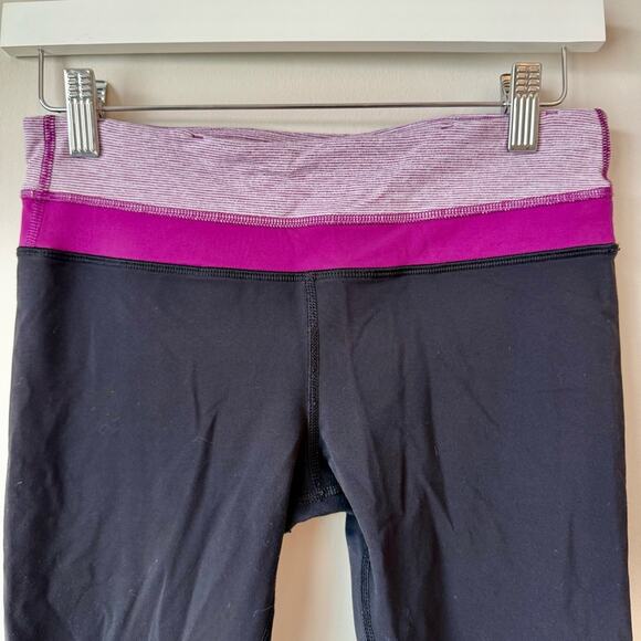 Lululemon | Run Inspire Crop II Black with Purple Stripes - Picture 2 of 8